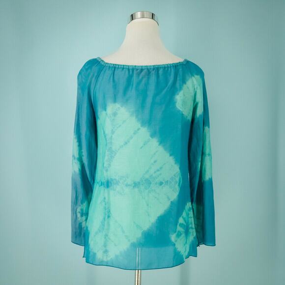 Hale Bob Cabana Size Extra Small XS Silk Tassel Sequins Tie Dye Long Sleeve Top - Picture 2 of 5